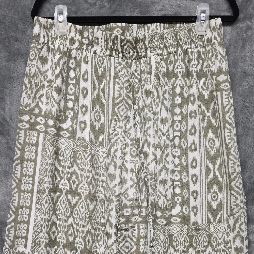 Mlle Gabrielle Olive Green and White Wide Leg Palazzo Pants sz XL - Picture 3 of 9